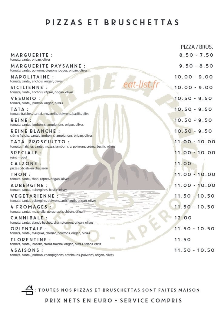 Le Bar de la Place — carte page 1