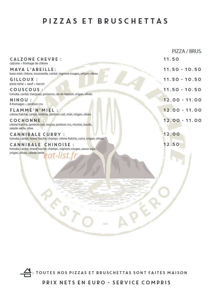 Le Bar de la Place — carte page 2