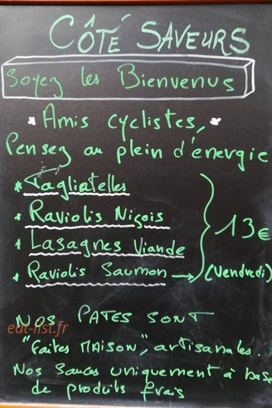 Côté Saveurs — carte page 1