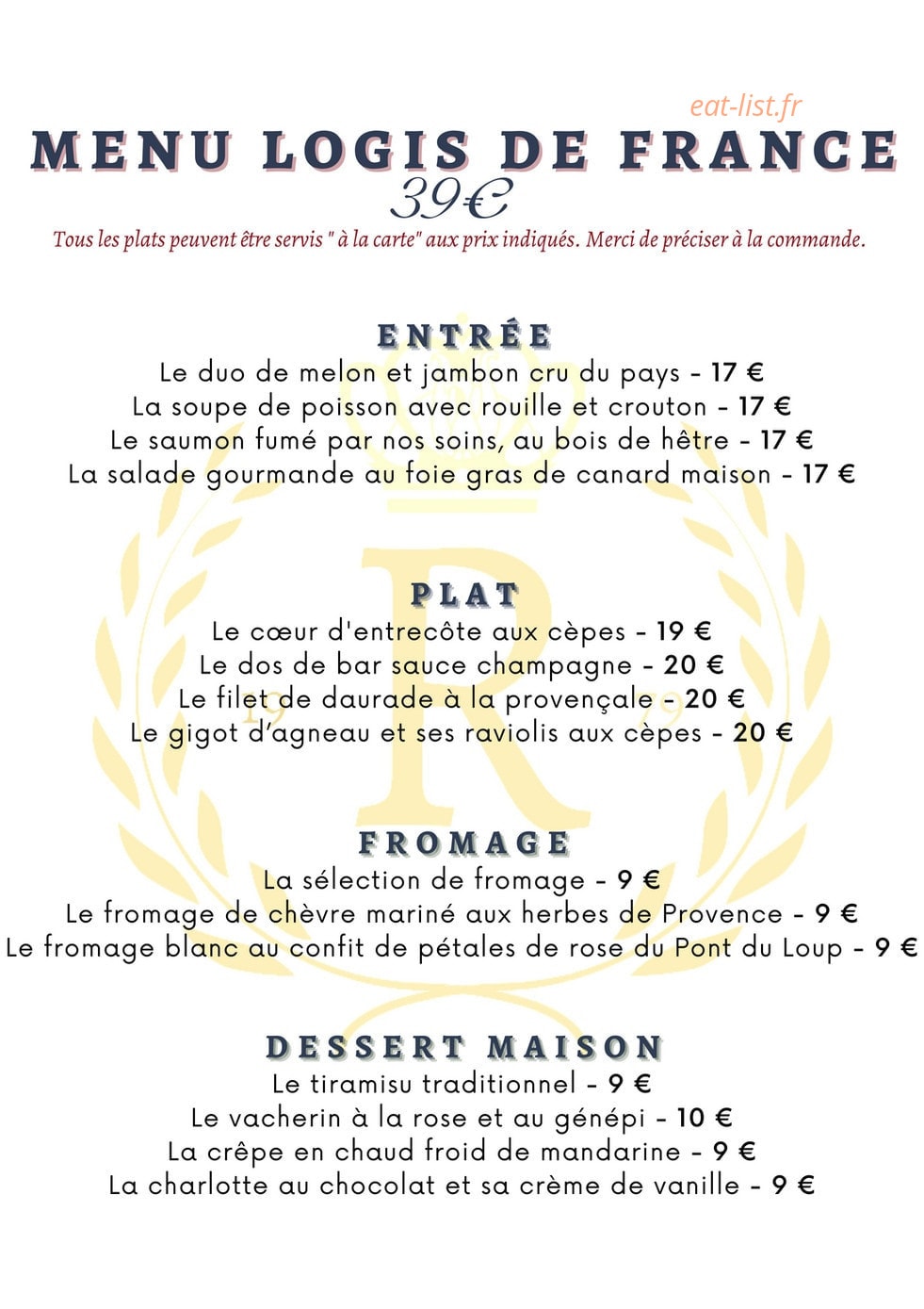 Le Relais Impérial — carte page 3