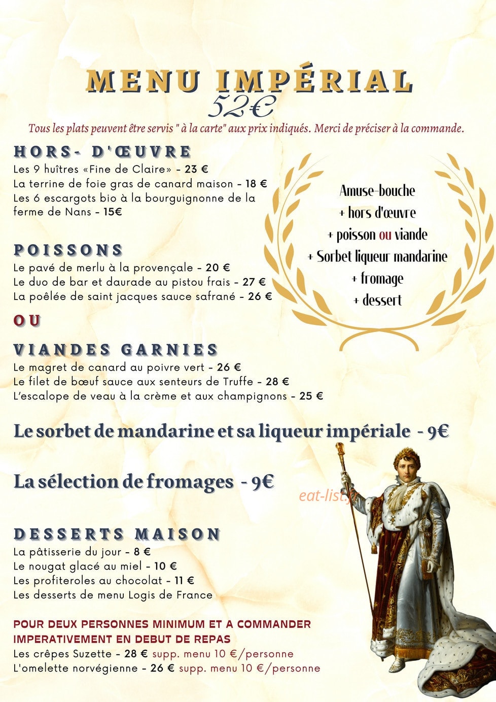 Le Relais Impérial — carte page 1