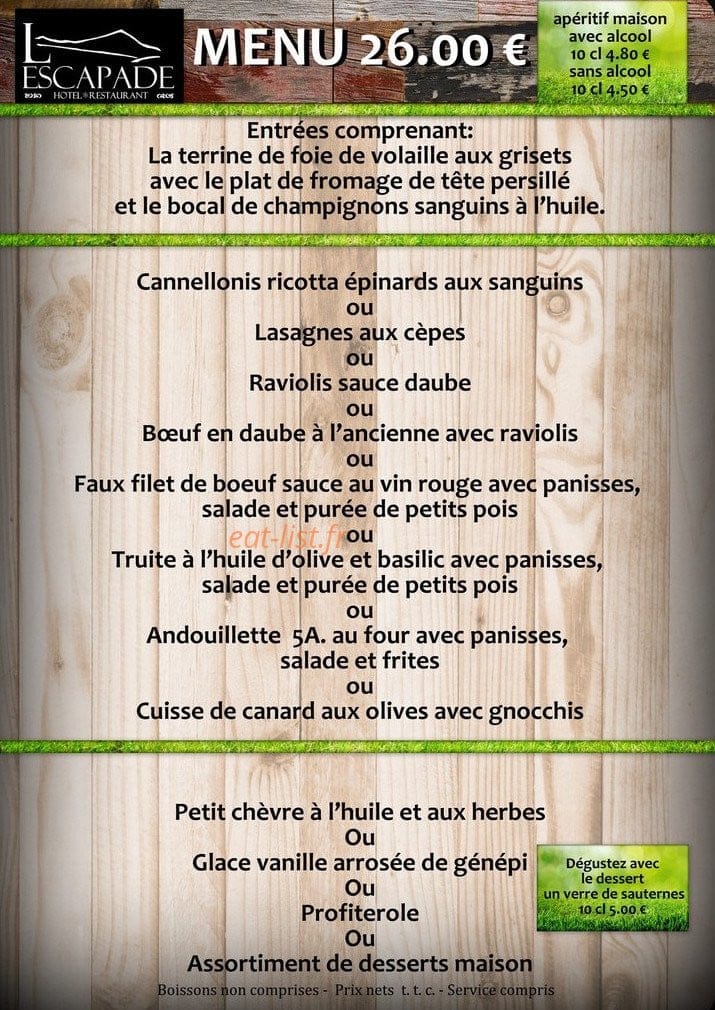 L'escapade — carte page 1