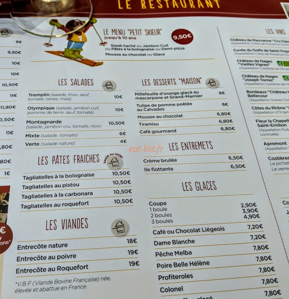 Le Restaurant — carte page 2