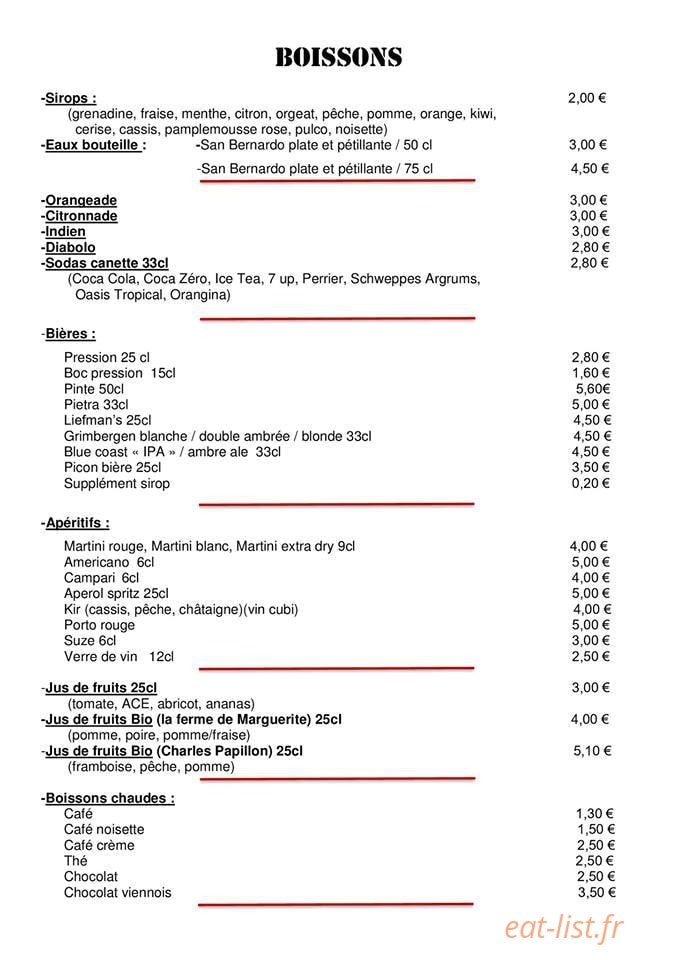 La Cantine d'Axel — carte page 4