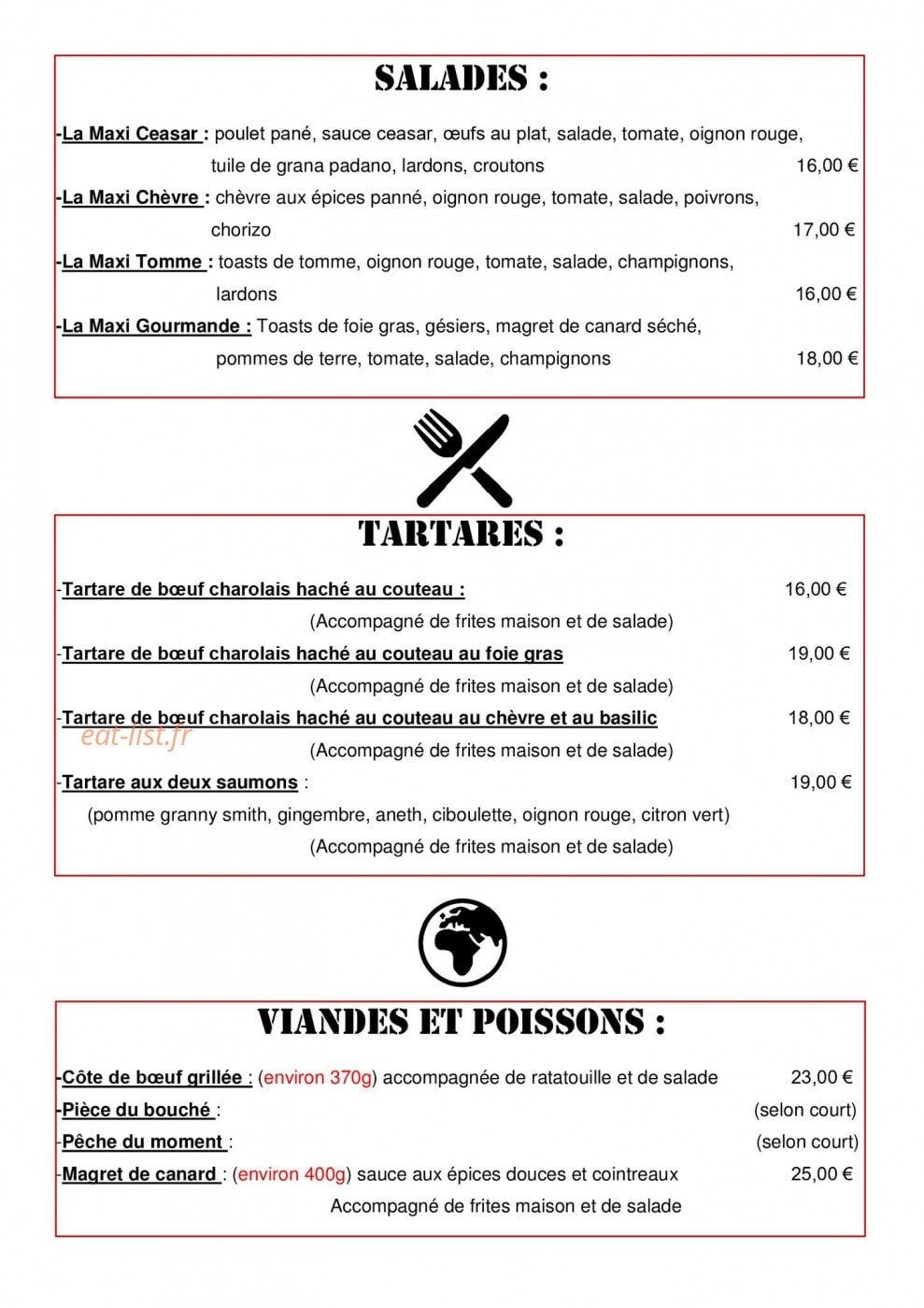 La Cantine d'Axel — carte page 3