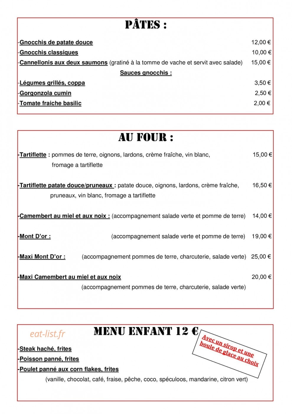 La Cantine d'Axel — carte page 2