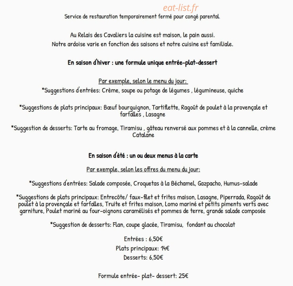 Le Relais des Cavaliers — carte page 1