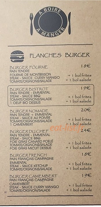 A Boire A Manger — carte page 1