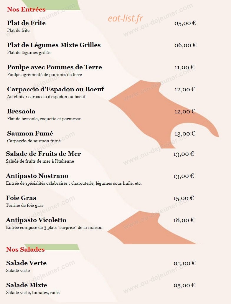 Al Vicoletto — carte page 1