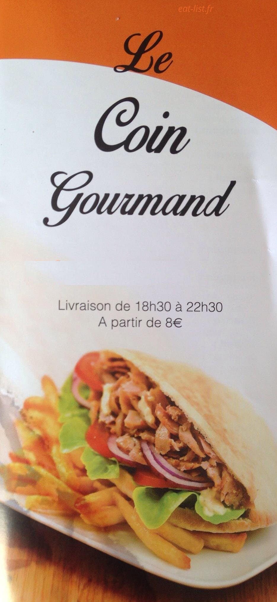 Au Coin Gourmand — carte page 1