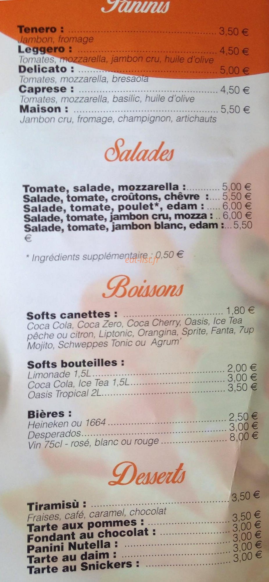Au Coin Gourmand — carte page 5