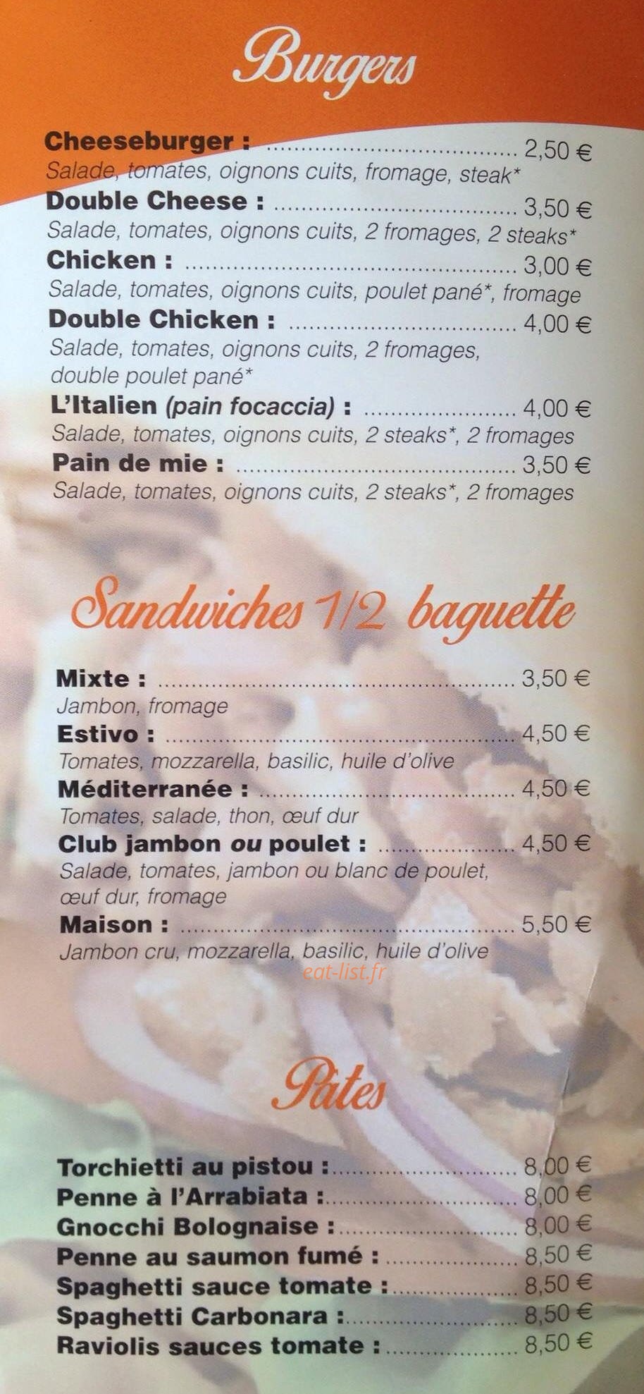Au Coin Gourmand — carte page 3