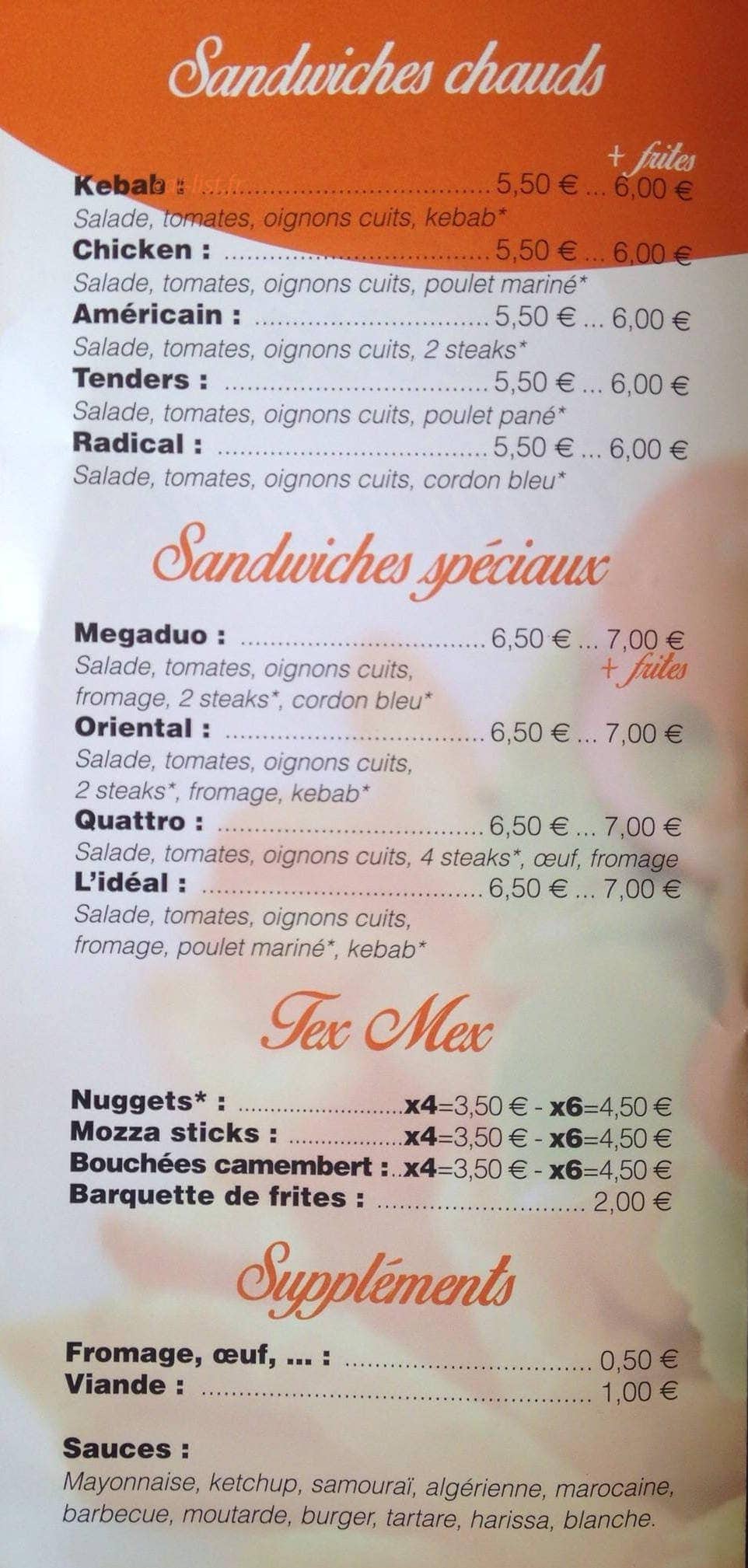 Au Coin Gourmand — carte page 2