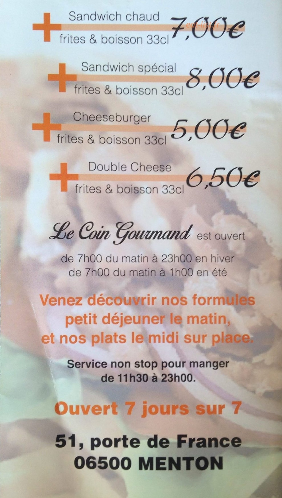 Au Coin Gourmand — carte page 6