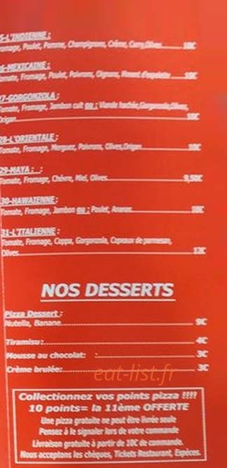Cabana Pizza — carte page 4