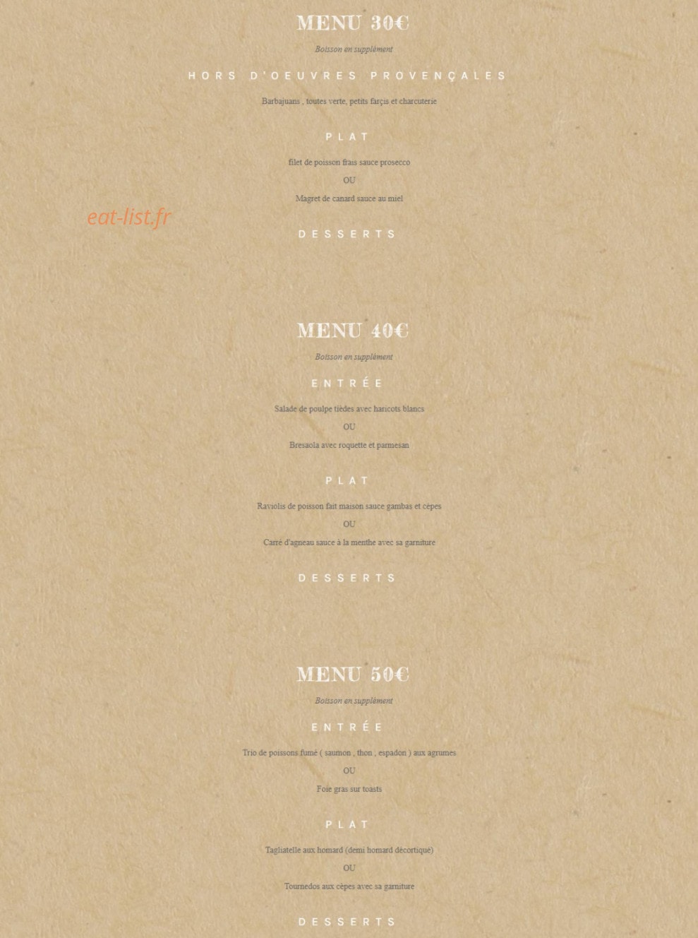 Café Des Arts — carte page 1
