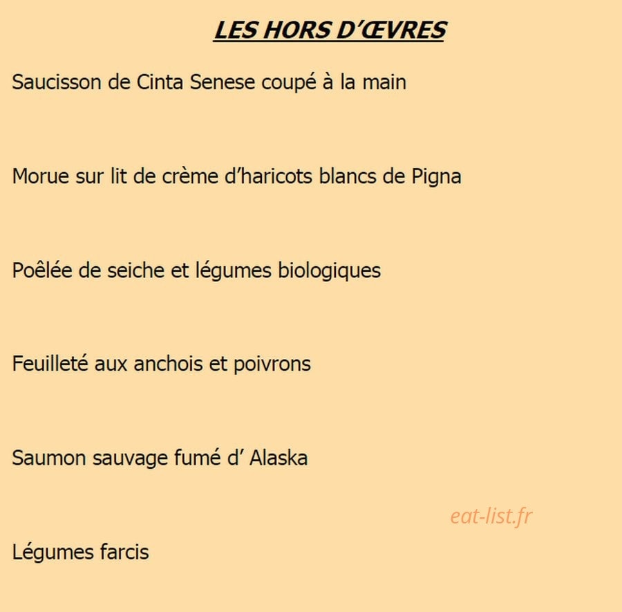 Carnival Restaurant — carte page 1