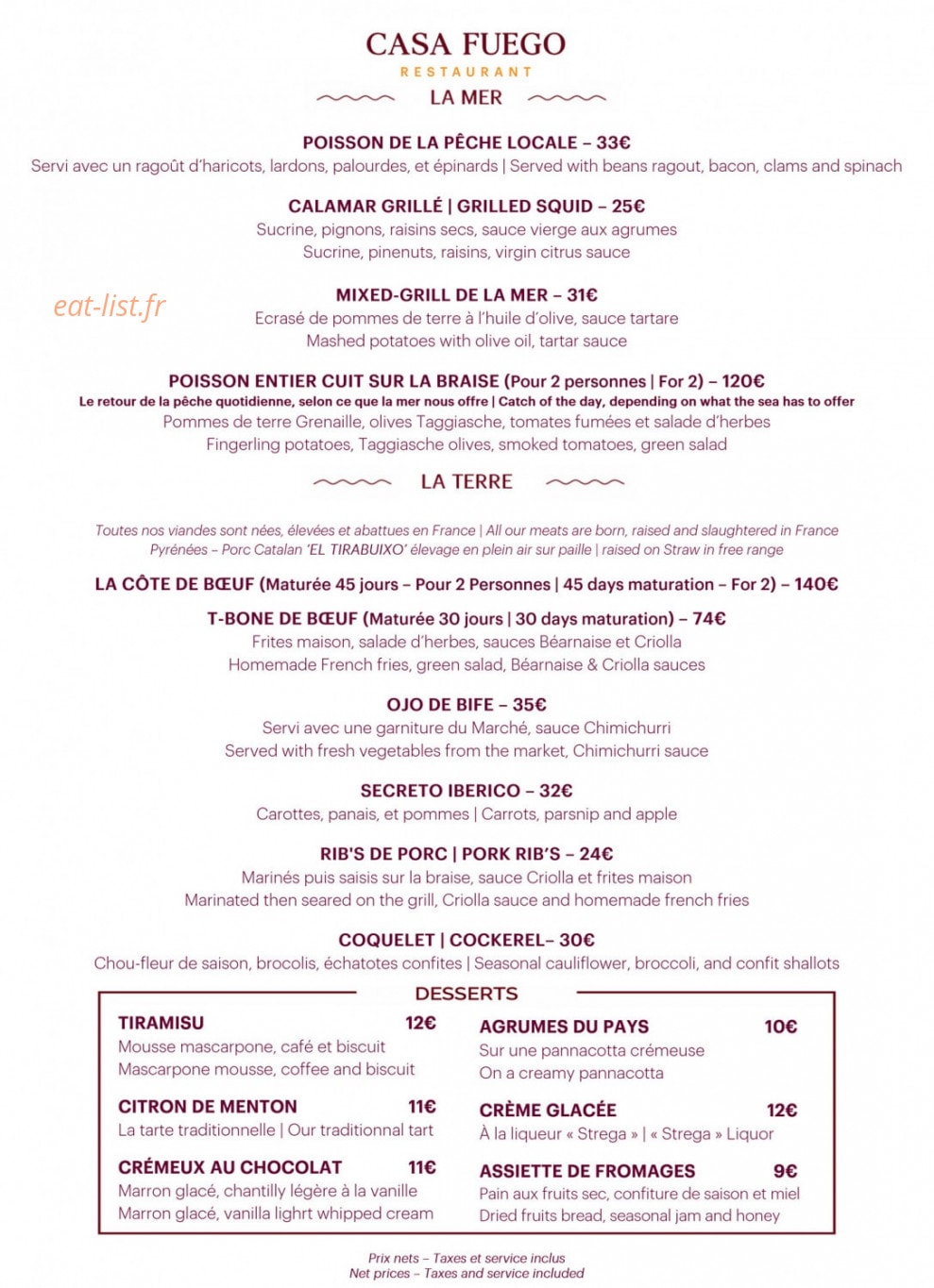 Casa Fuego — carte page 2
