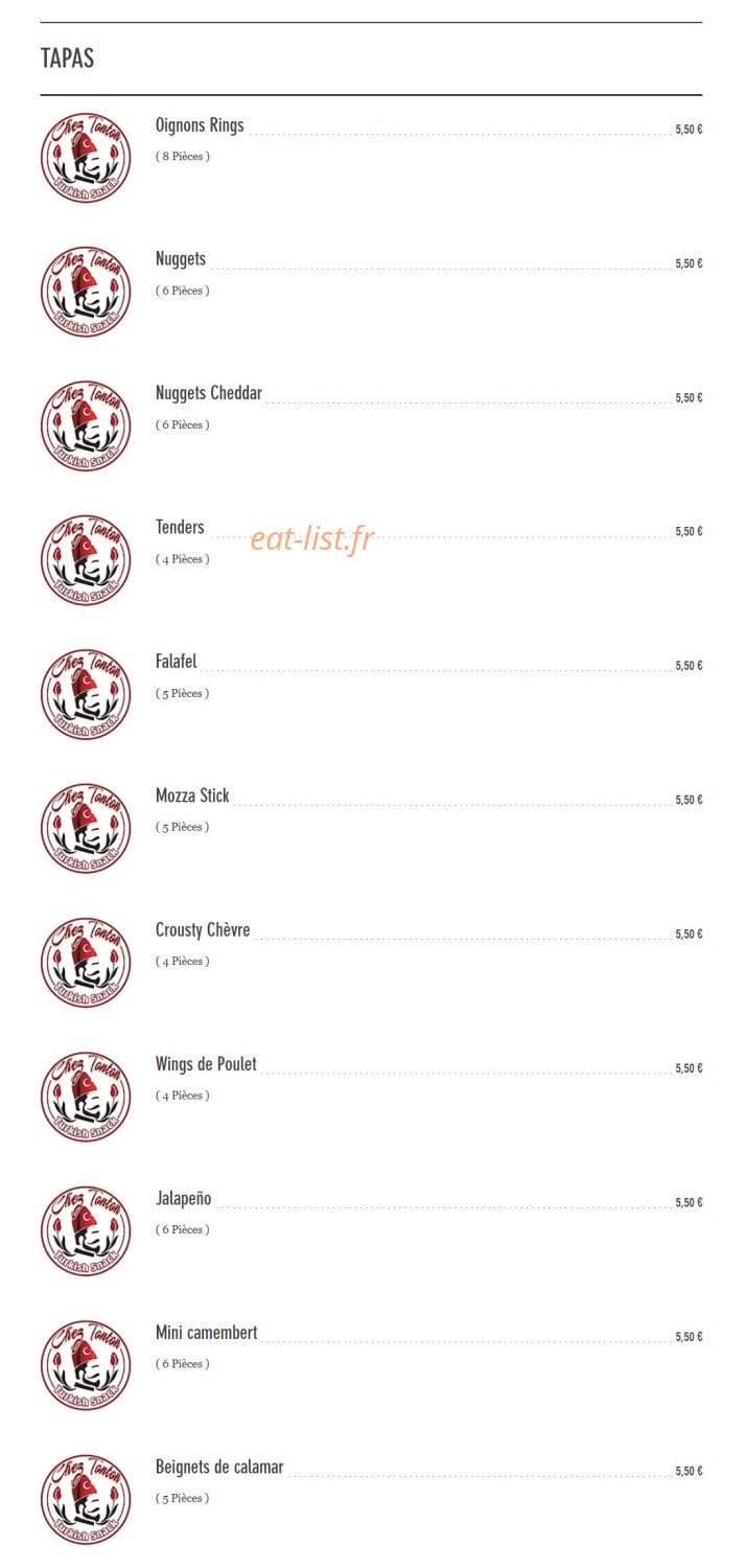 Chez Tonton — carte page 16