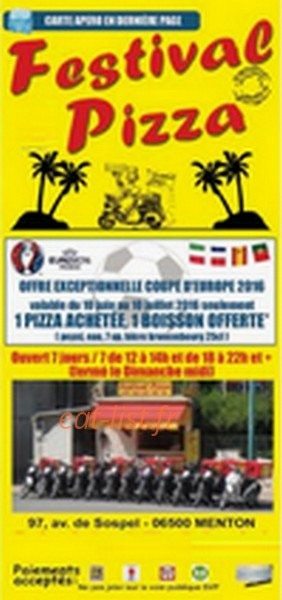 Festival Pizza — carte page 1