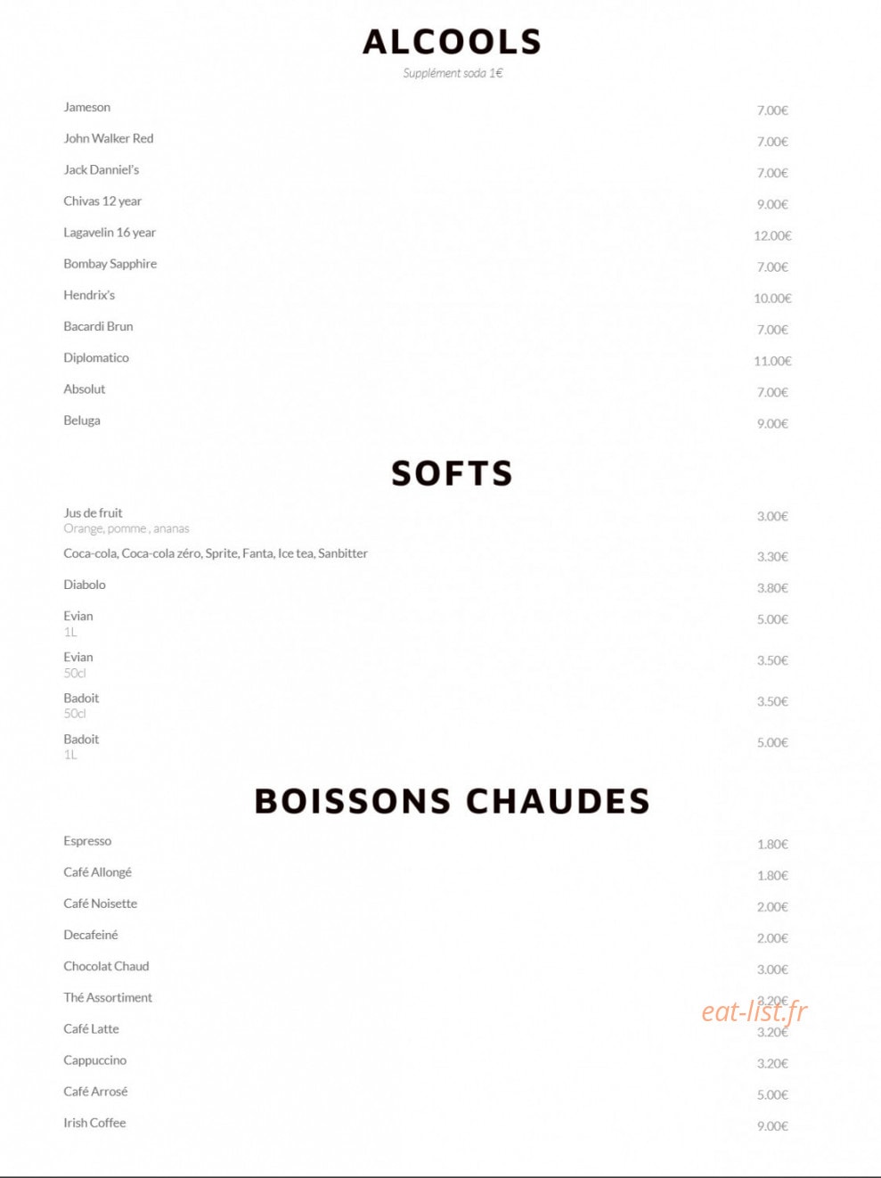 JR Bistronomie — carte page 3