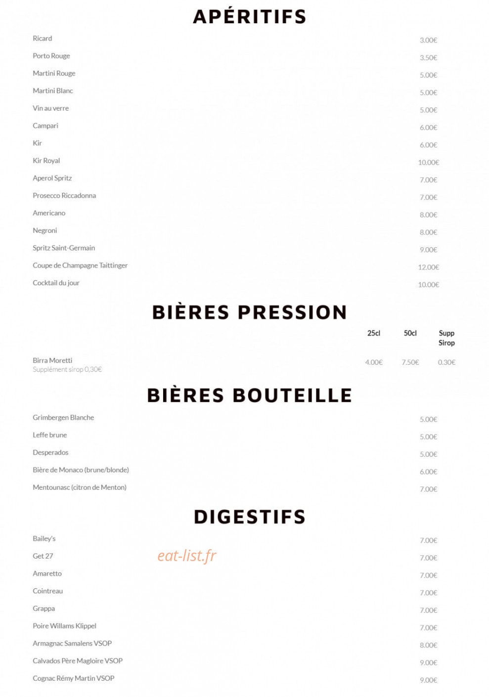 JR Bistronomie — carte page 2