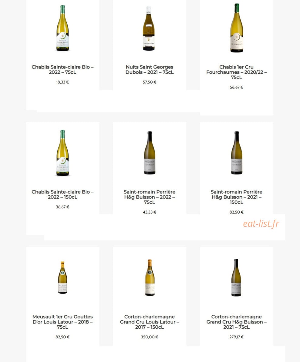 L’Art du Vin — carte page 2