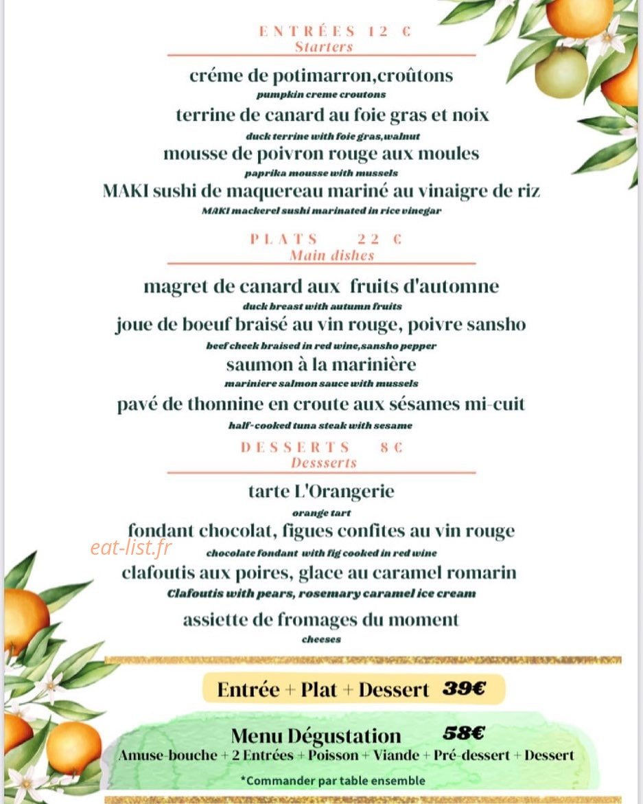 L’Orangerie — carte page 1