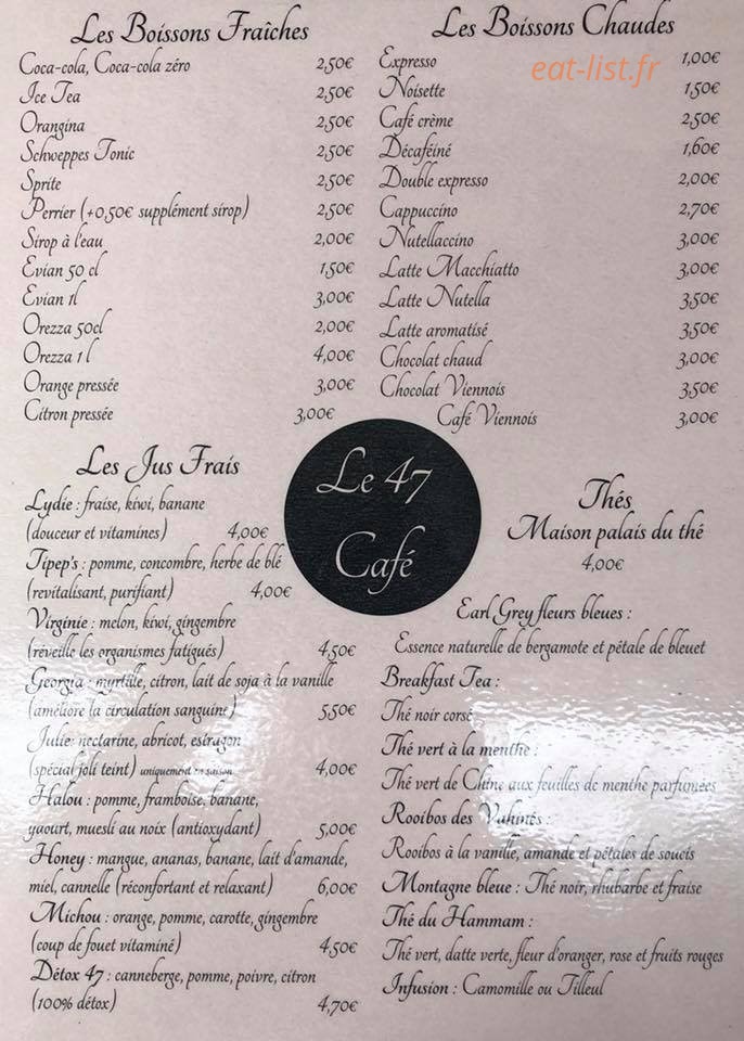 Le 47 café — carte page 2