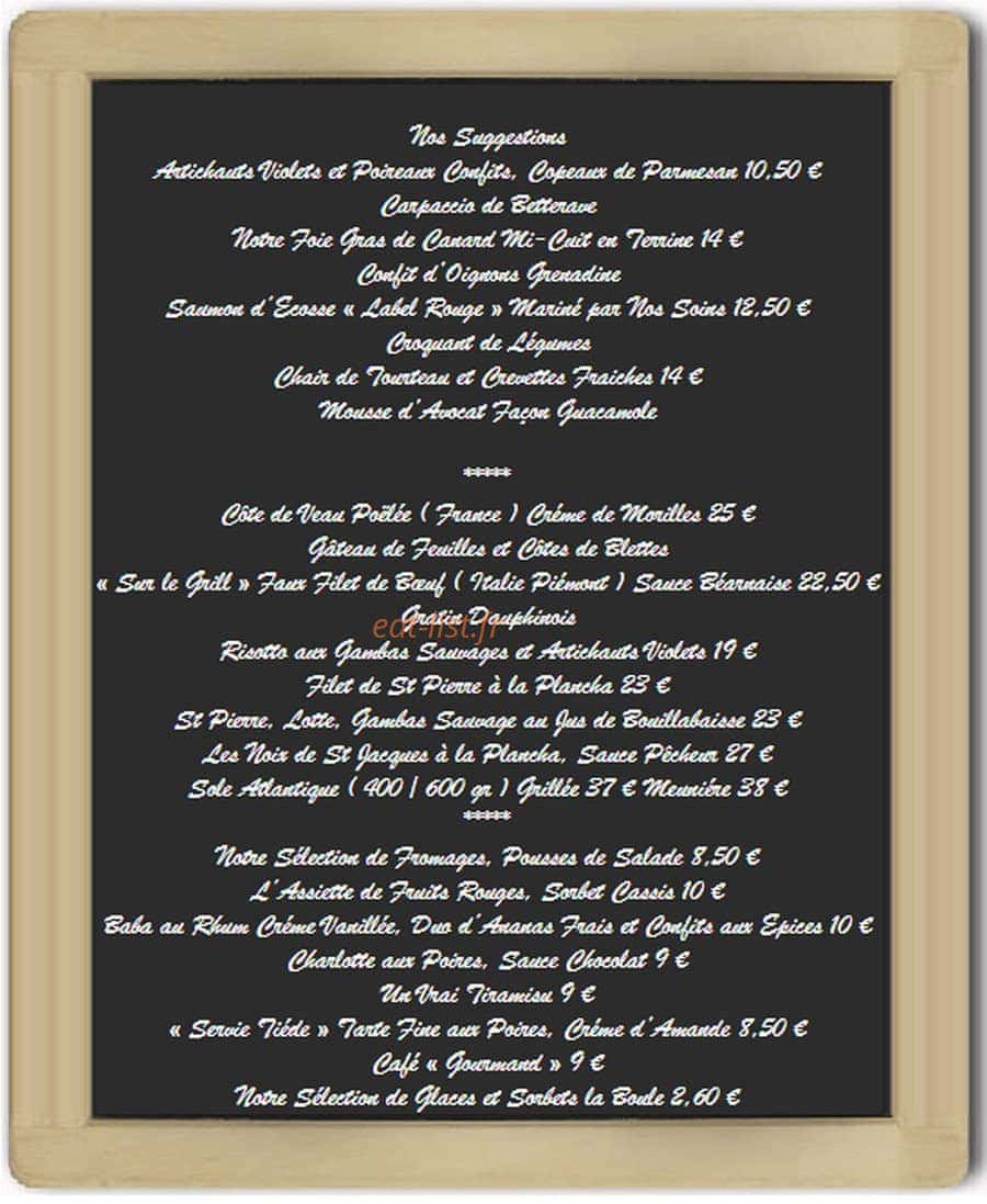 Le Bistrot des Jardins — carte page 2