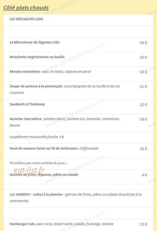 Le Lido — carte page 3
