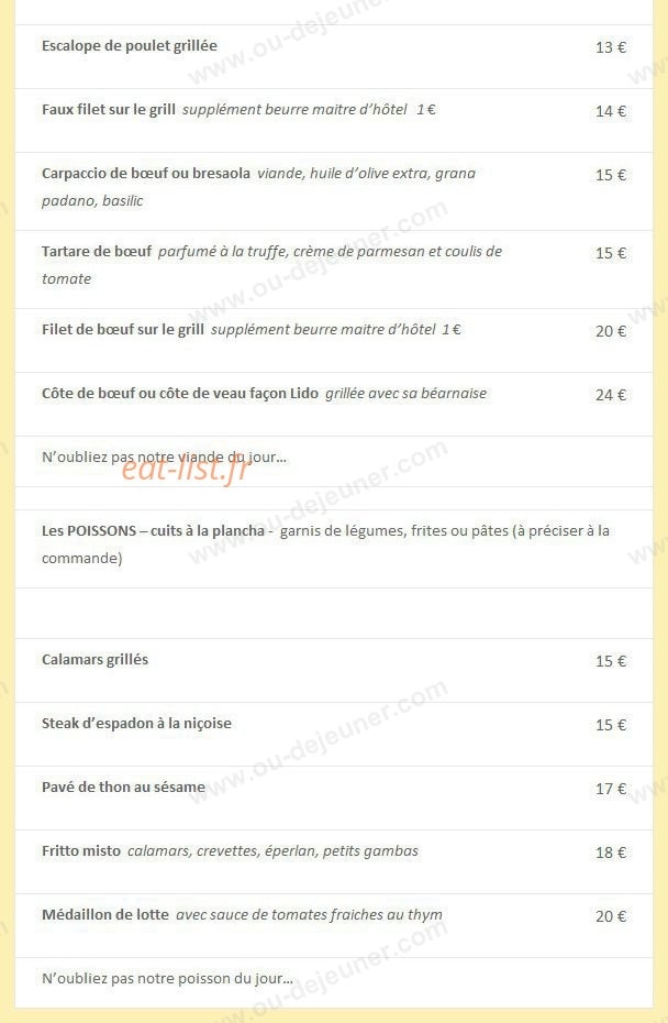 Le Lido — carte page 4