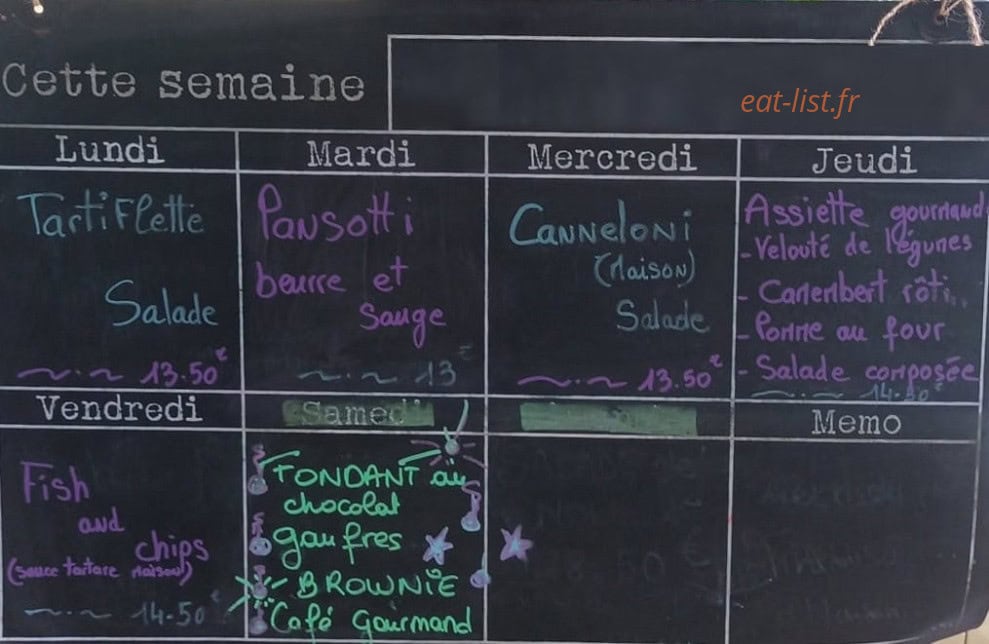 Le Sa'vane Café — carte page 1