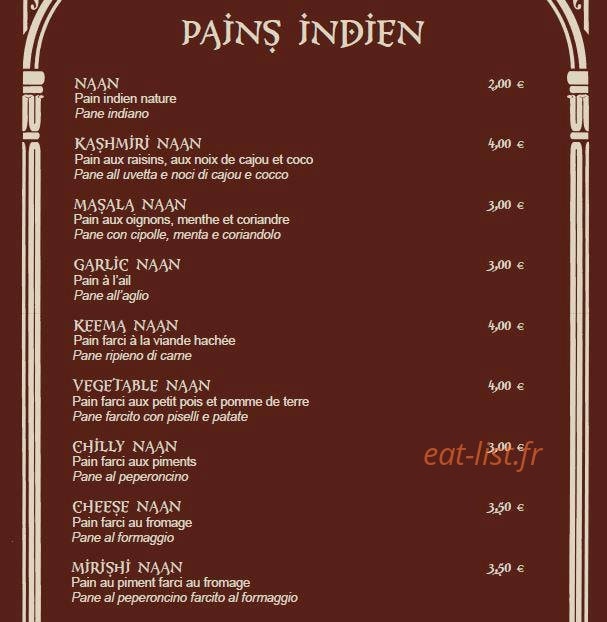 Le Taj — carte page 4