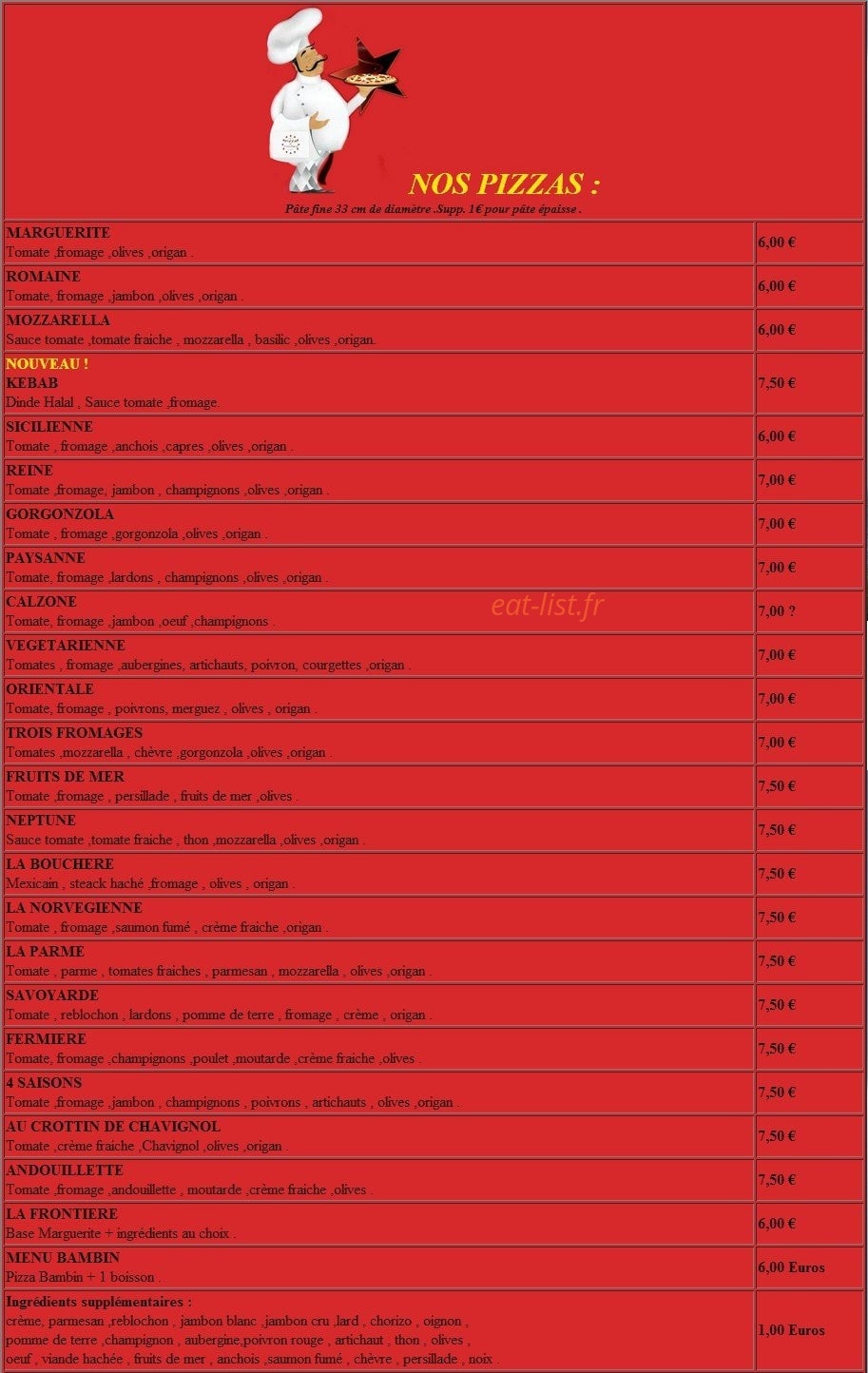 Pizza la frontière — carte page 1