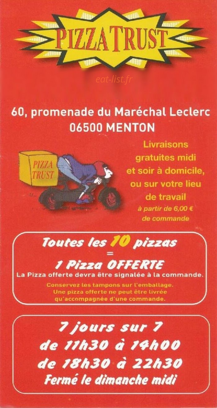 Pizza Trust — carte page 1