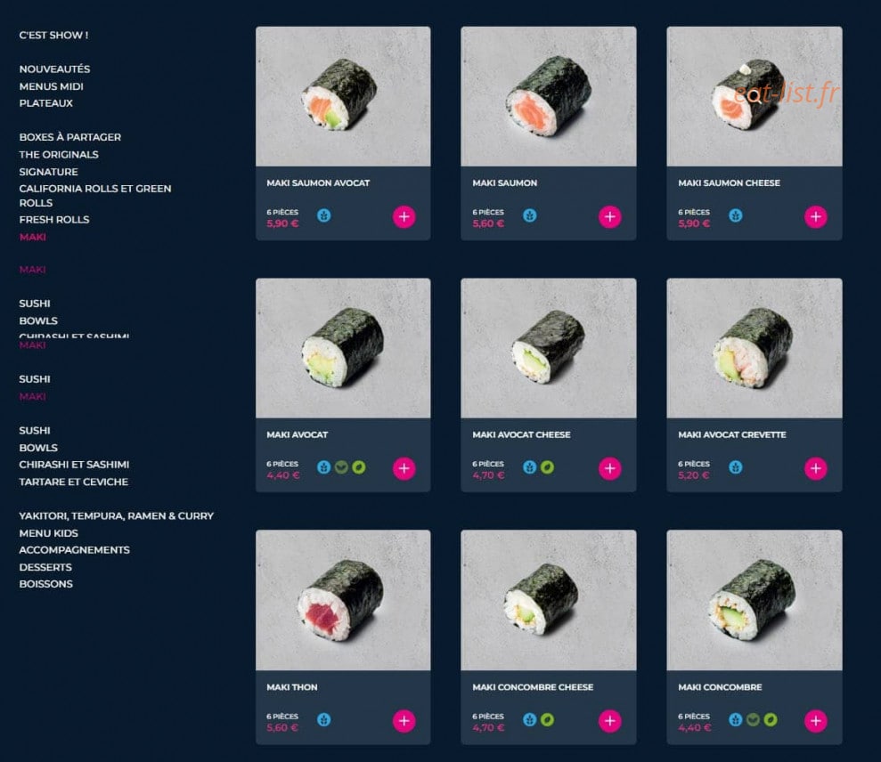 Planet Sushi — carte page 9
