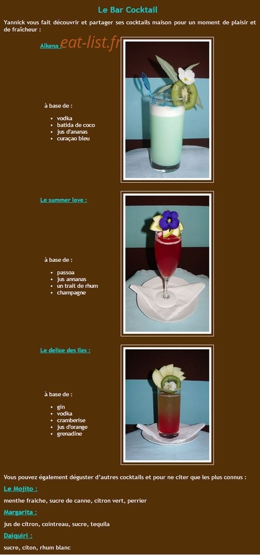 Restaurant Alkena — carte page 1