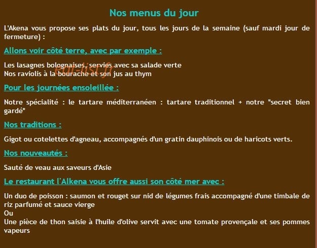 Restaurant Alkena — carte page 7