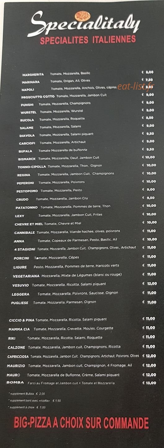 Specialitaly — carte page 2