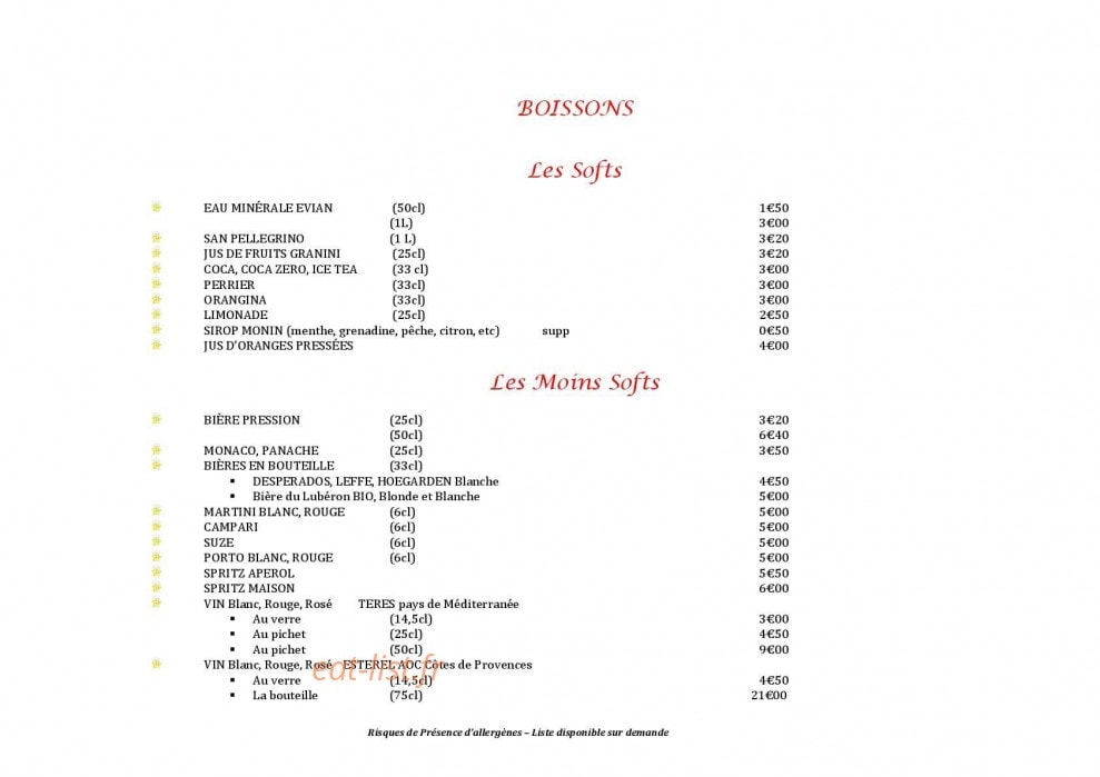 Star Brusch Café — carte page 2