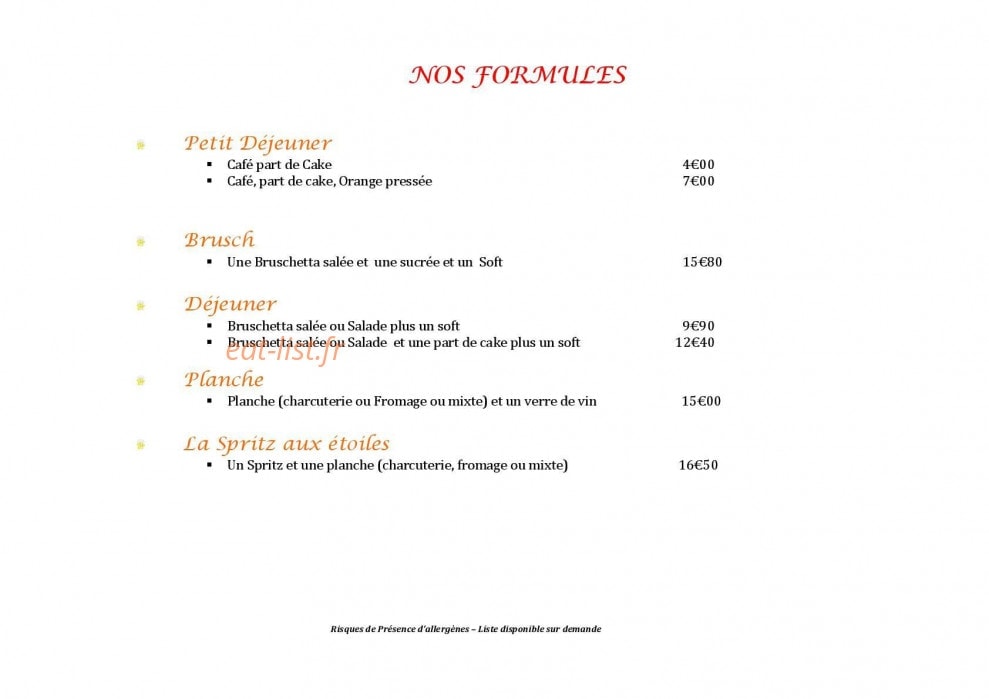 Star Brusch Café — carte page 4