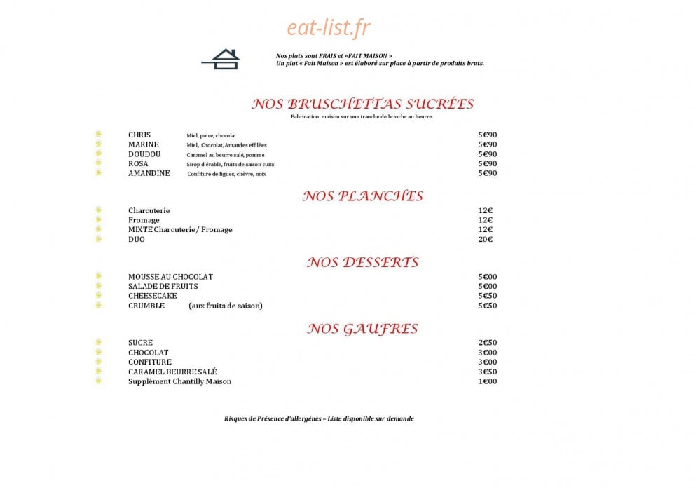 Star Brusch Café — carte page 3