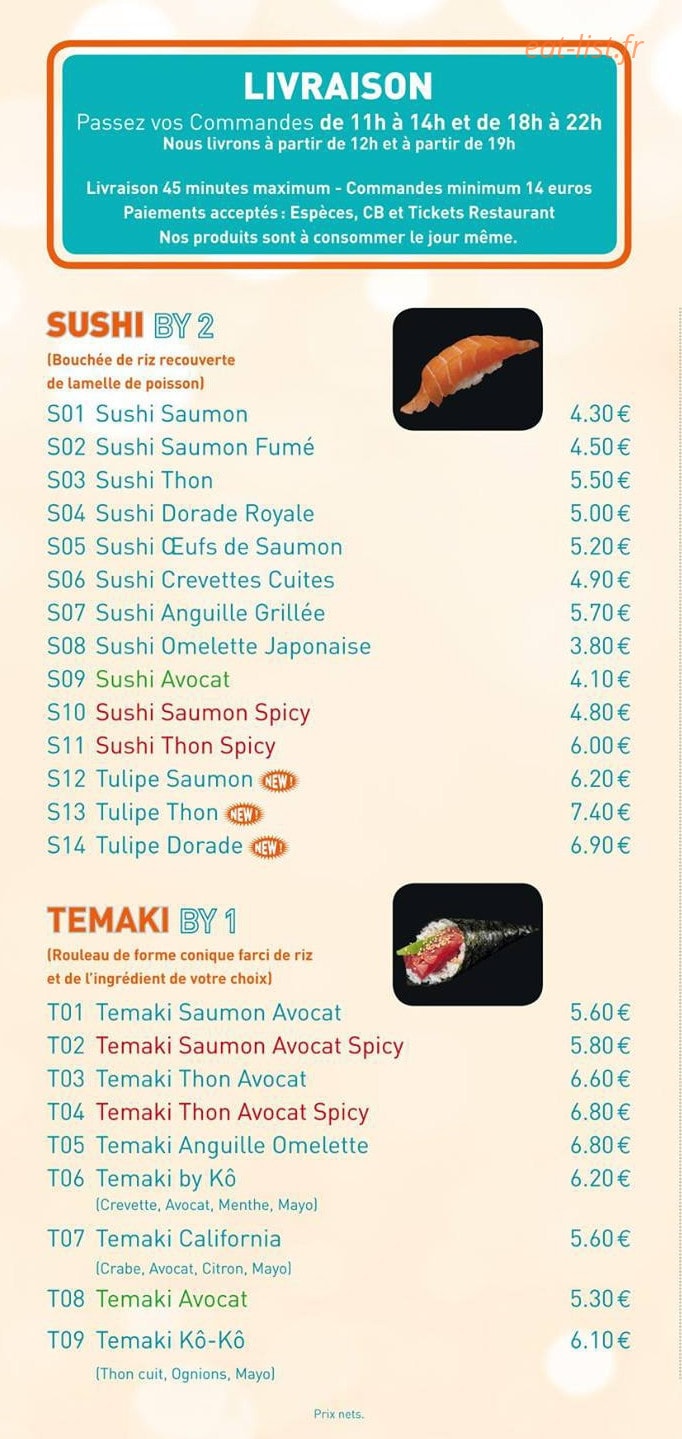 Sushi Kô — carte page 3