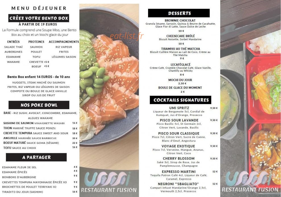 UMI Restaurant Fusion — carte page 1