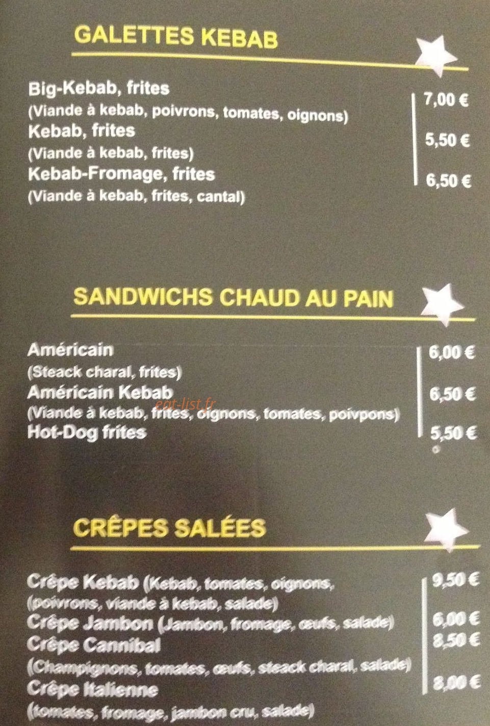 Univers snack traiteur — carte page 2