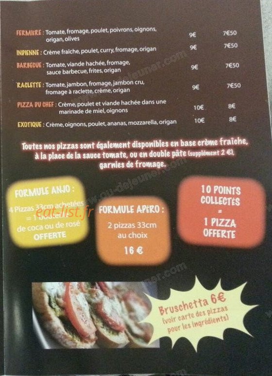 Anjo Pizza — carte page 2