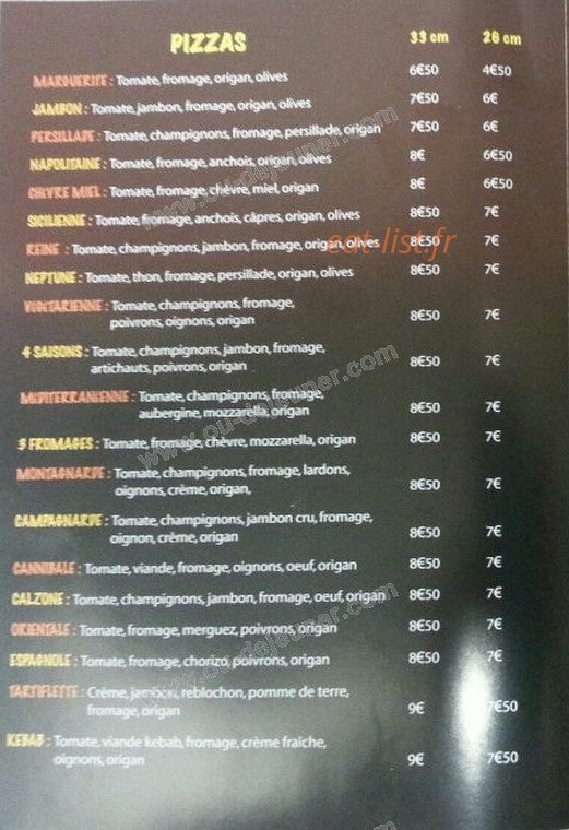 Anjo Pizza — carte page 1
