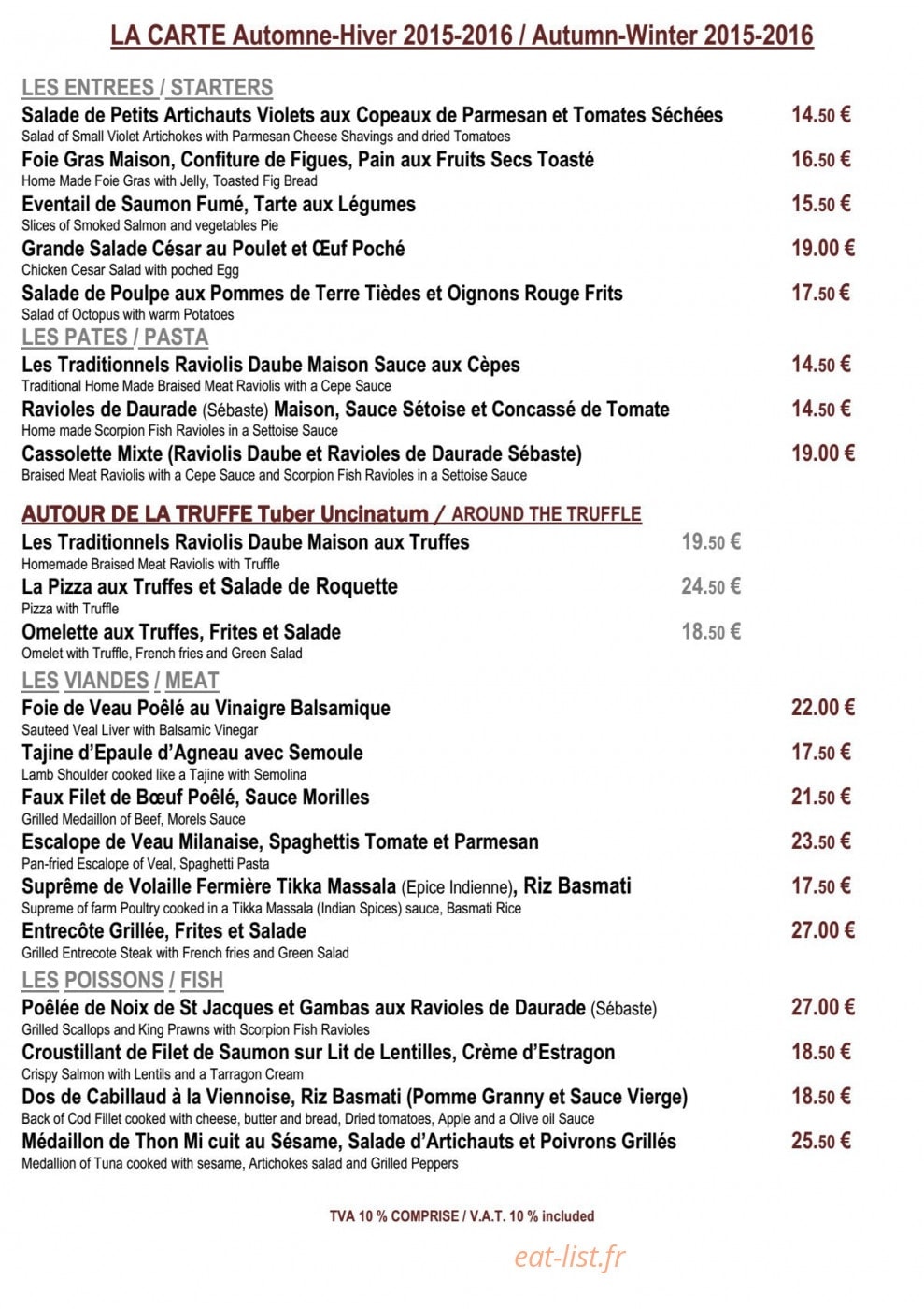Chez Cathy — carte page 2
