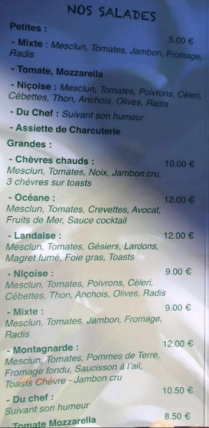 Chez Degun — carte page 1